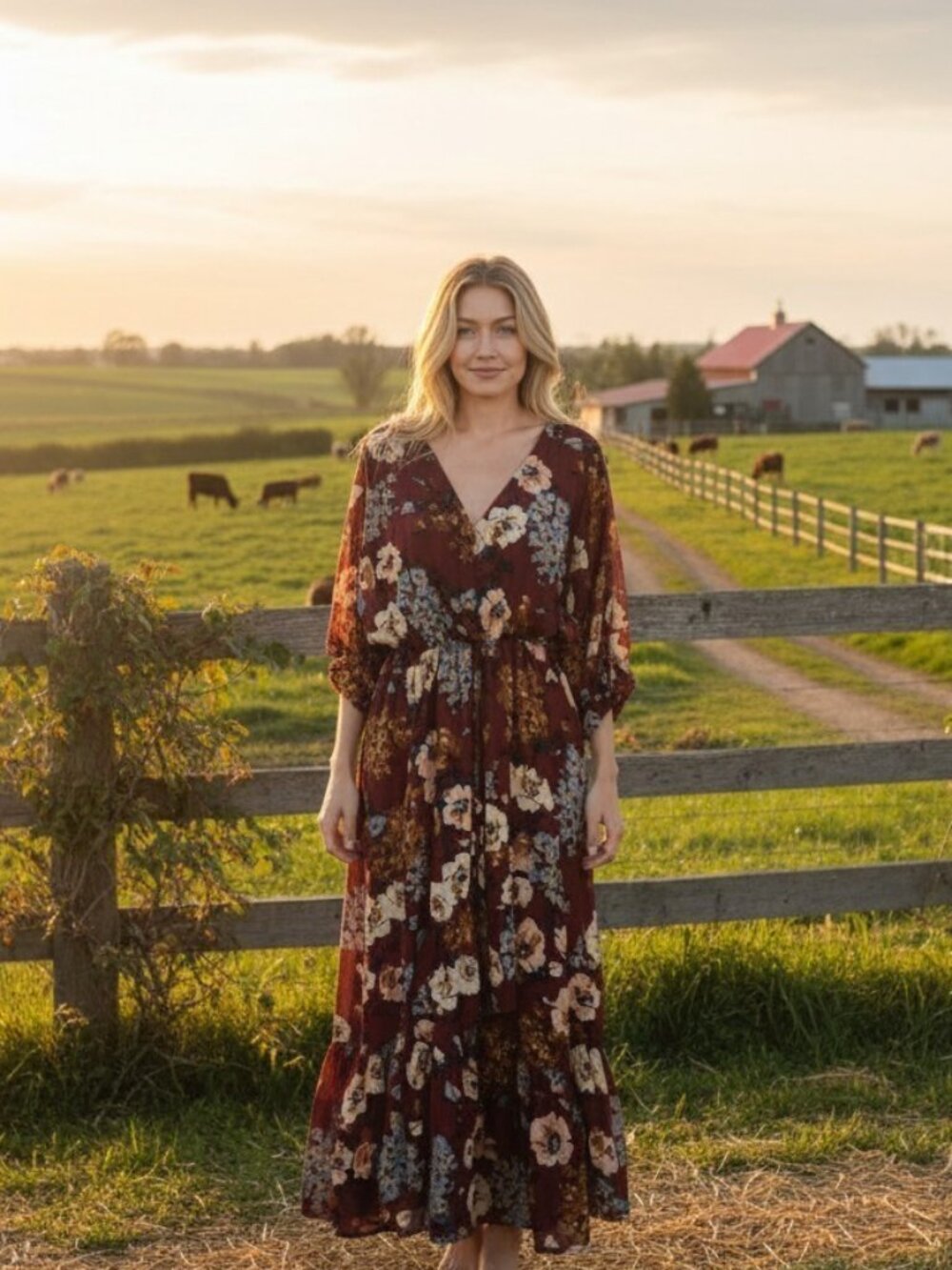 Umgee USA Floral Maxi Dress – Size M